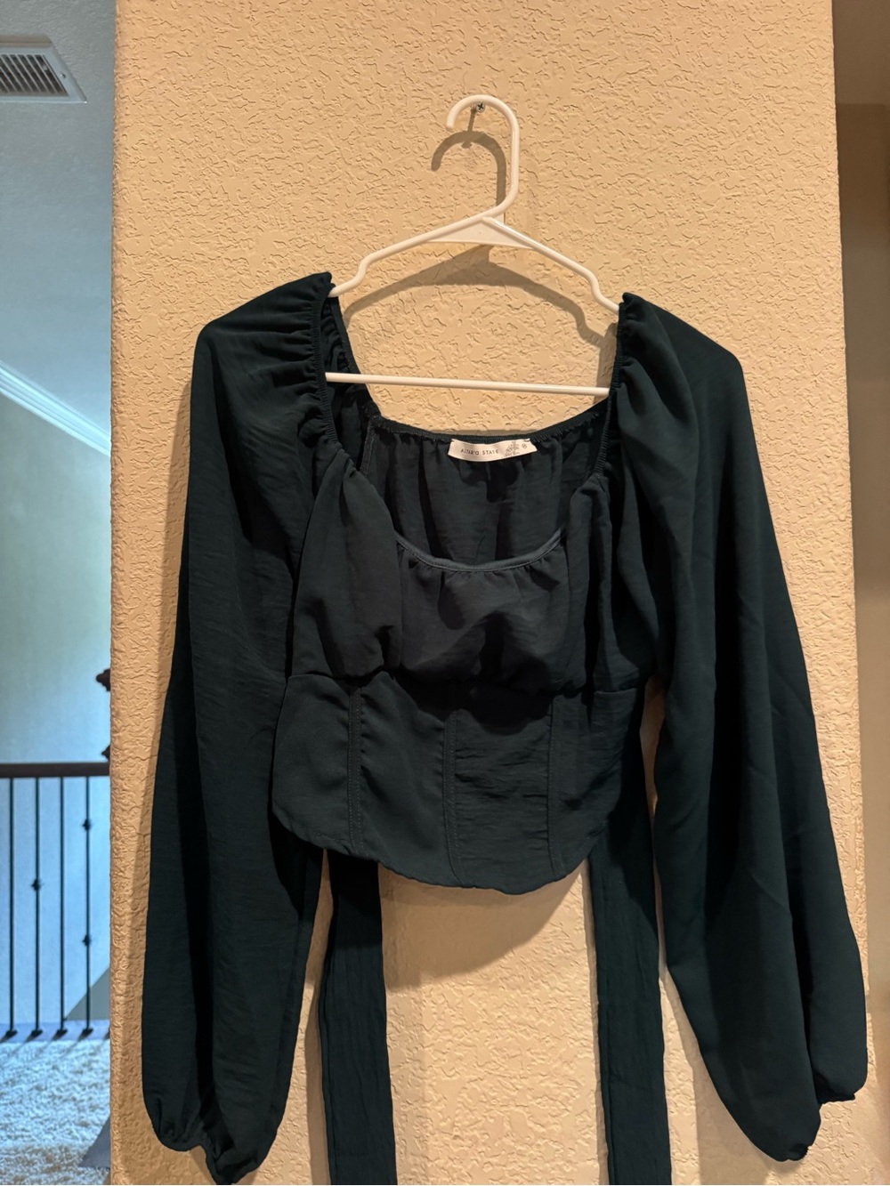 Altar'd State Dark Green Long Sleeve Peasant Top